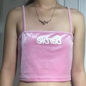 velvet barbie crop cami tank top